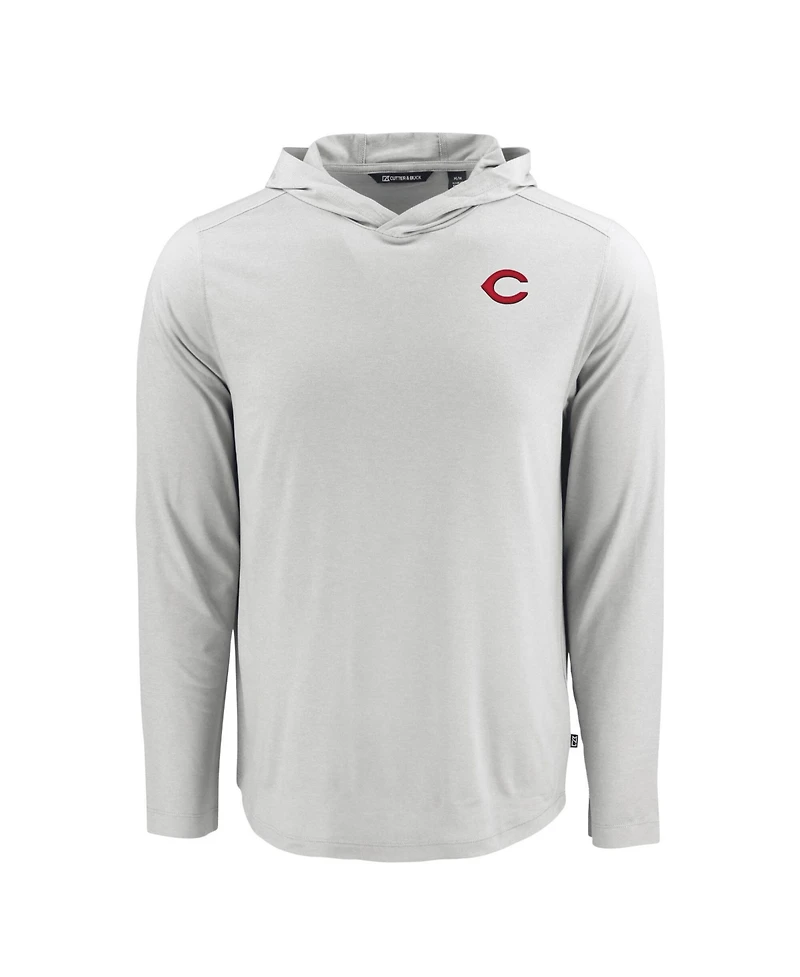 Cutter Buck Men's Gray Cincinnati Reds Coastline Epic Comfort Hoodie Long Sleeve T-Shirt