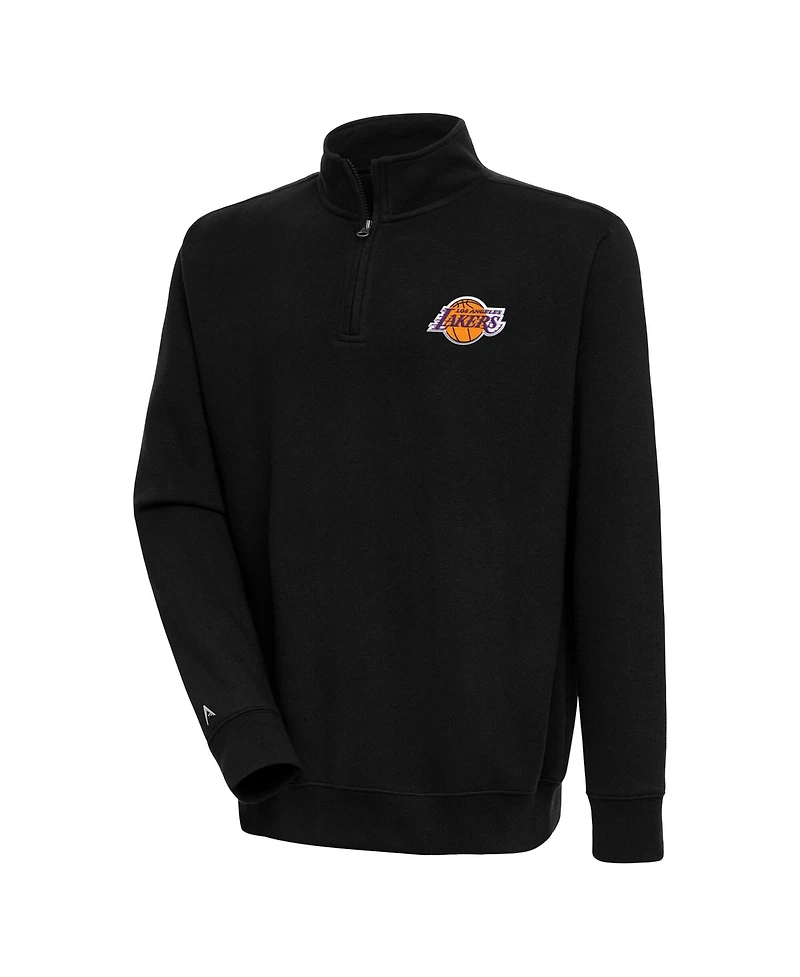 Antigua Men's Black Los Angeles Lakers Victory Quarter-Zip Pullover Sweatshirt