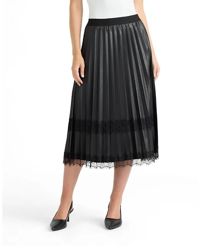 Ellen Tracy Women's Pleated Lace Trim Skirt