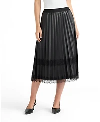 Ellen Tracy Women's Pleated Lace Trim Skirt