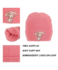 My Melody Women's Embroidered Character Art Cuff Beanie