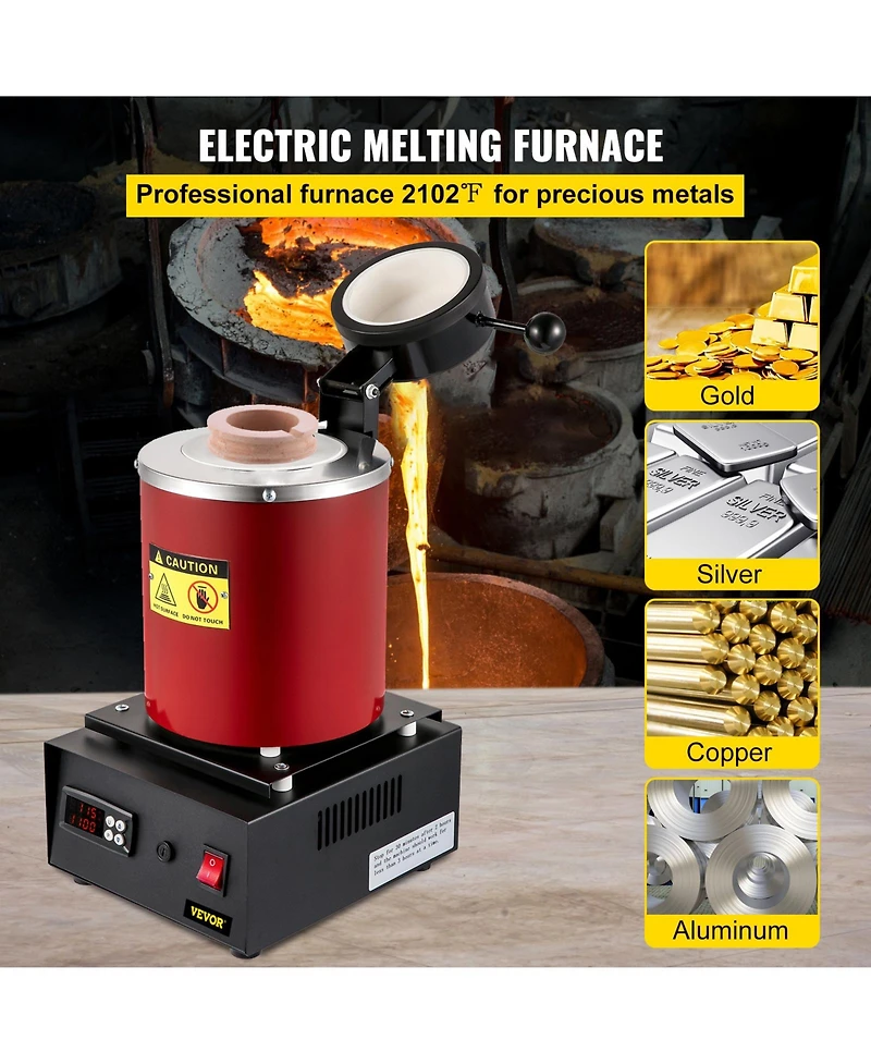 Sevorley 3 Kg Digital Gold Melting Furnace, 1350W with Ceramic Crucibles
