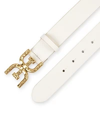 Sam Edelman Hammered Double-e Logo Plaque Buckle Belt