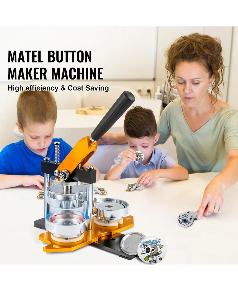 Sevorley Button Maker Machine, 75 mm Badge Press Kit with 100 Button Parts, Circle Cutter, and Magic Book