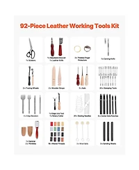Sevorley Leather Working Tools Kit, 92-Piece Leather Craft Set with Storage Bag