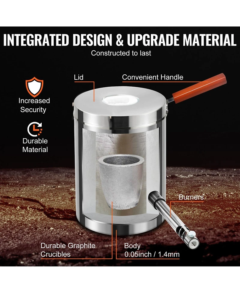 Sevorley 6 Kg Propane Melting Furnace Kit, Metal Foundry with Graphite Crucible and Tongs
