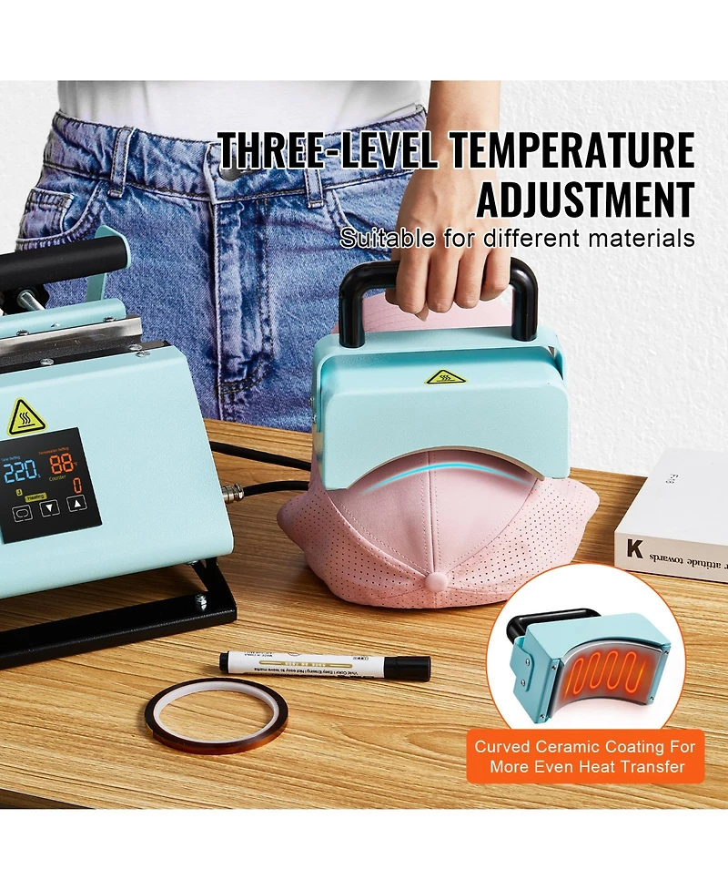 Sevorley 2-in-1 Tumbler and Hat Heat Press Machine for Mugs and Caps