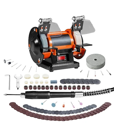 Sevorley Bench Jewelry Polisher and Buffer, 3590 Rpm Grinder with 3 Wheels and 100-Piece Accessory Kit