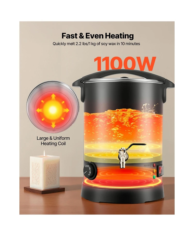 Sevorley Electric Wax Melter for Candle Making, 8.5 Qt with Easy Pour Spout