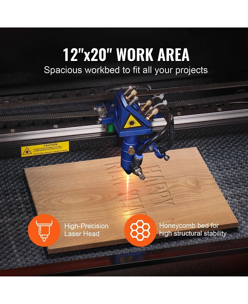 Sevorley 50W CO2 Laser Engraver and Cutter, in, Air Assist for Wood Acrylic Fabric