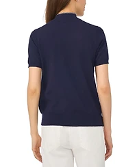 CeCe Women's Scarf Tie Mock Neck Short-Sleeve Viscose Sweater