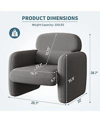 homfan Modern Accent Chair, Upholstered Reading Armchair with Wood Frame, Plush Chenille, for Living Room, Bedroom and Corner