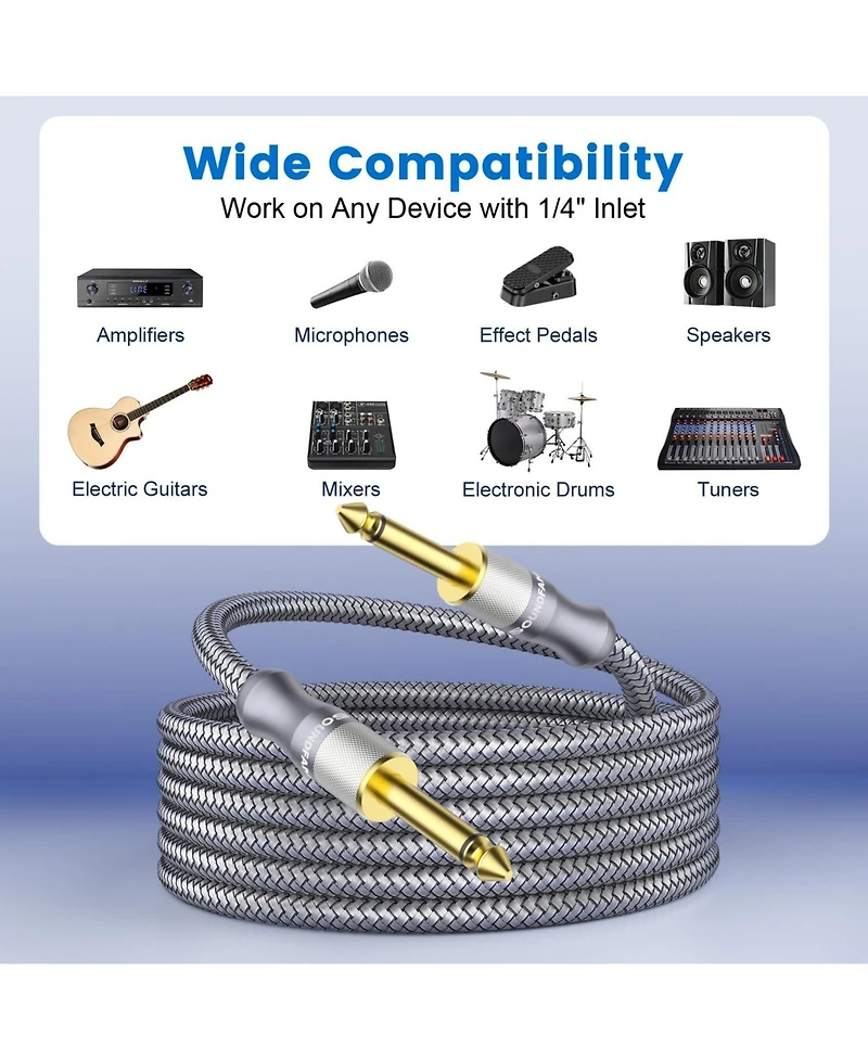 Lofree Ts Instrument Cable Nylon Braided Connectors Noise Shielding for Guitar Bass Studio Gear