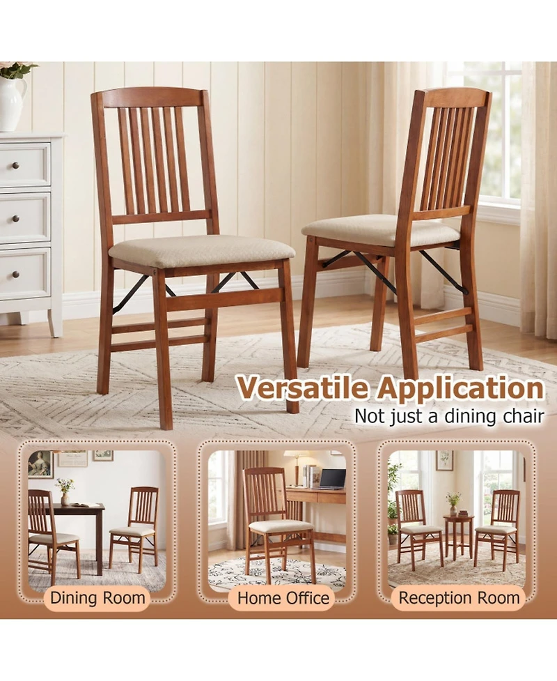 Sugift Foldable Upholstered Kitchen Chairs with Cushioned Seat