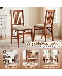Sugift Foldable Upholstered Kitchen Chairs with Cushioned Seat