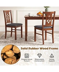 Sugift Linen Upholstered Kitchen Chairs Set of 4 with Diamond Lattice Back