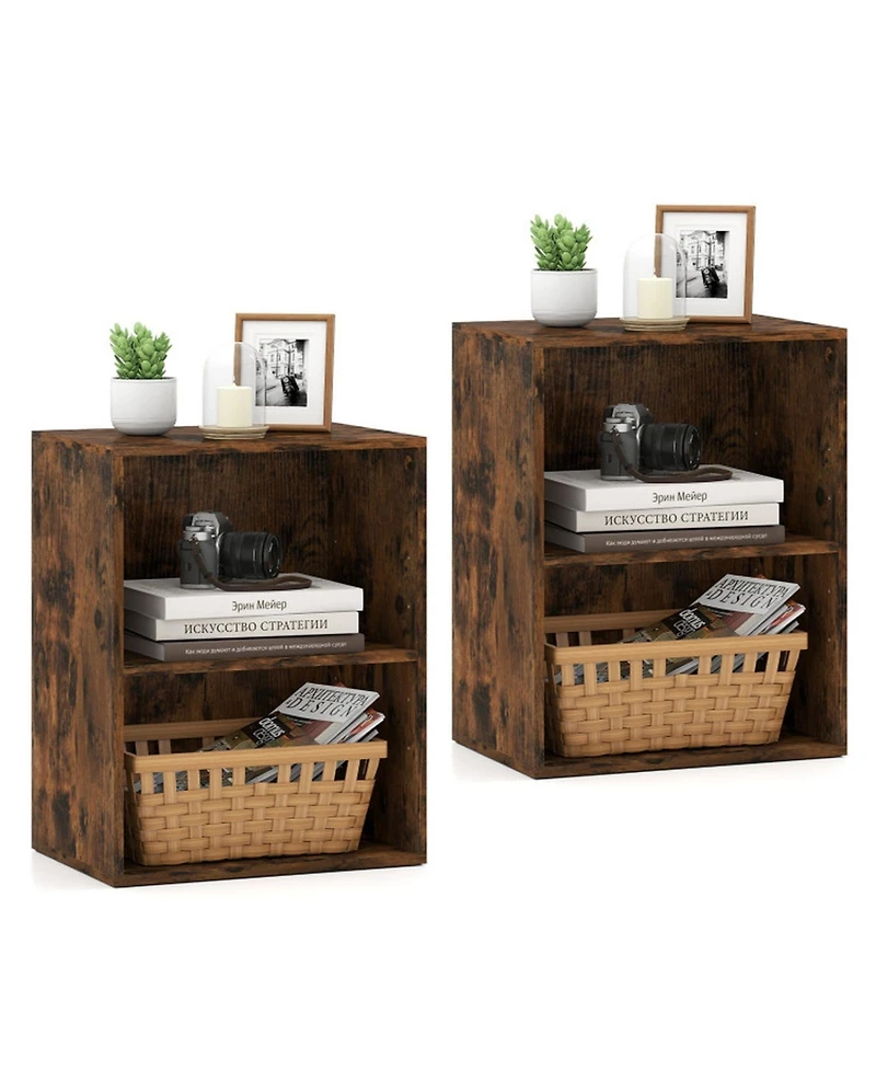 Sugift 2-Cube Floor Standing Bookcase with 5-Position Adjustable Shelf
