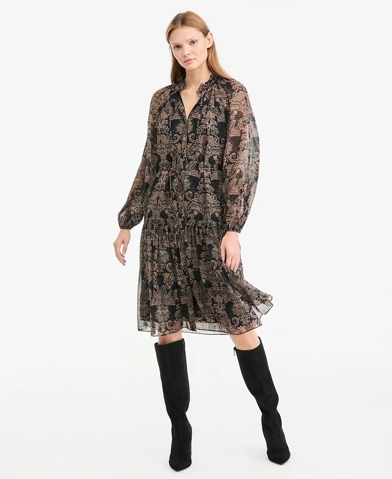 Kobi Halperin Women's Alli Long-Sleeve Tiered Ruffle Dress