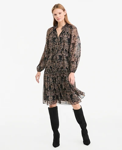Kobi Halperin Women's Alli Long-Sleeve Tiered Ruffle Dress