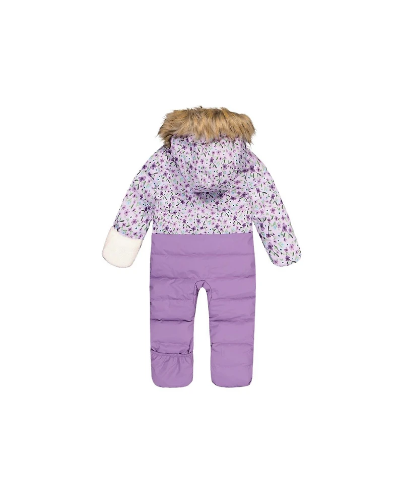 Deux par Baby Girl Snug One Piece Snowsuit Adapted for Car Seats Printed Mini Flowers
