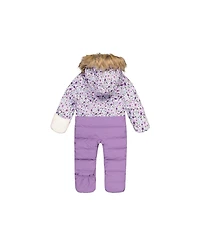 Deux par Baby Girl Snug One Piece Snowsuit Adapted for Car Seats Printed Mini Flowers