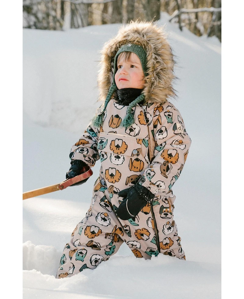 Deux par Baby Boys One Piece Snowsuit Adapted for Car Seats Dog Print