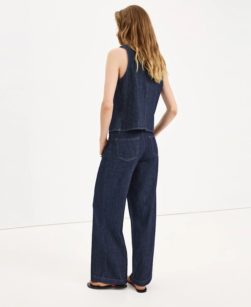 Mango Women's Wide-Leg Mid-Rise Jeans