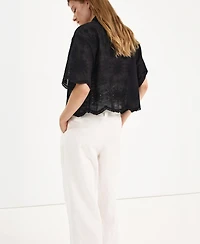 Mango Women's Embroidered Cropped Shirt