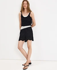 Mango Women's Pull-On Eyelet Shorts, 4" Inseam