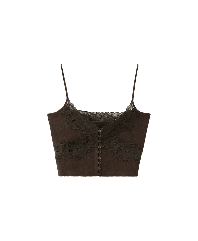 Mango Women's Straps Fine-Knit Crop Top