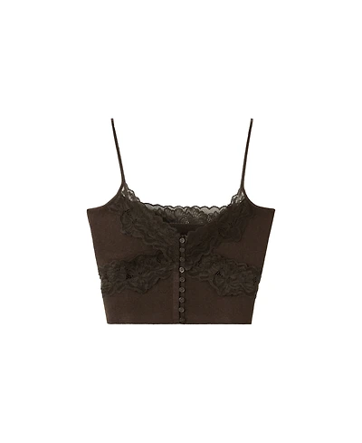 Mango Women's Straps Fine-Knit Crop Top