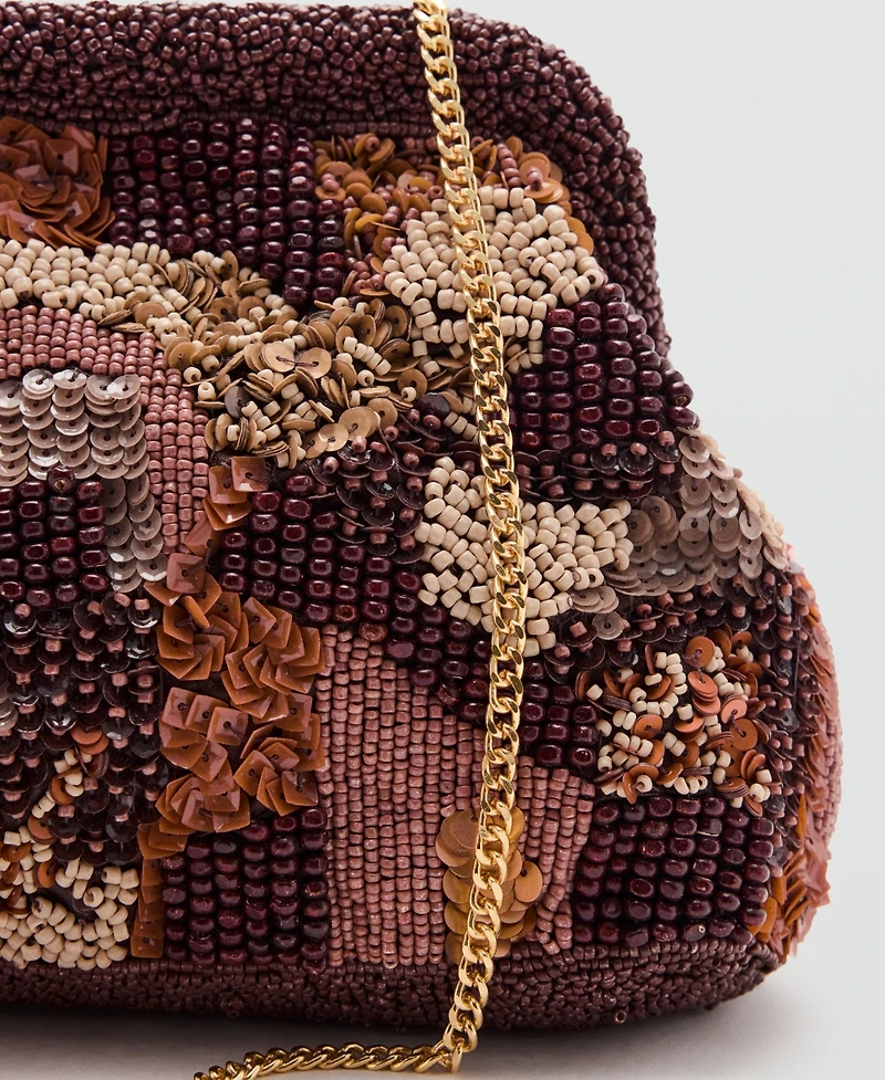 Mango Women's Multicolor Beaded Clutch Bag