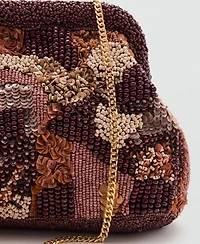 Mango Women's Multicolor Beaded Clutch Bag