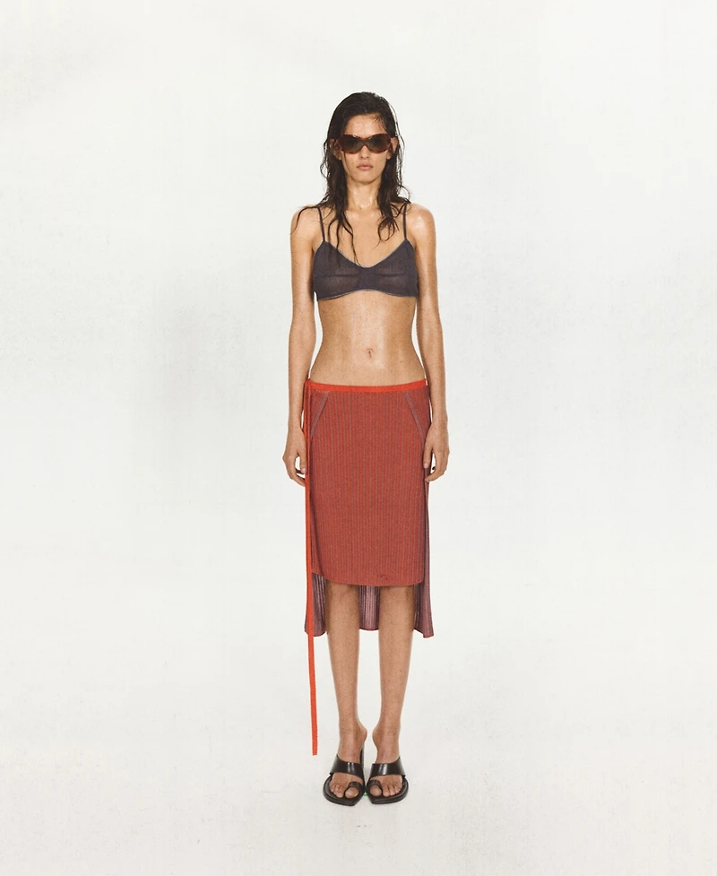 Mango Women's Ribbed Midi Asymmetrical Skirt