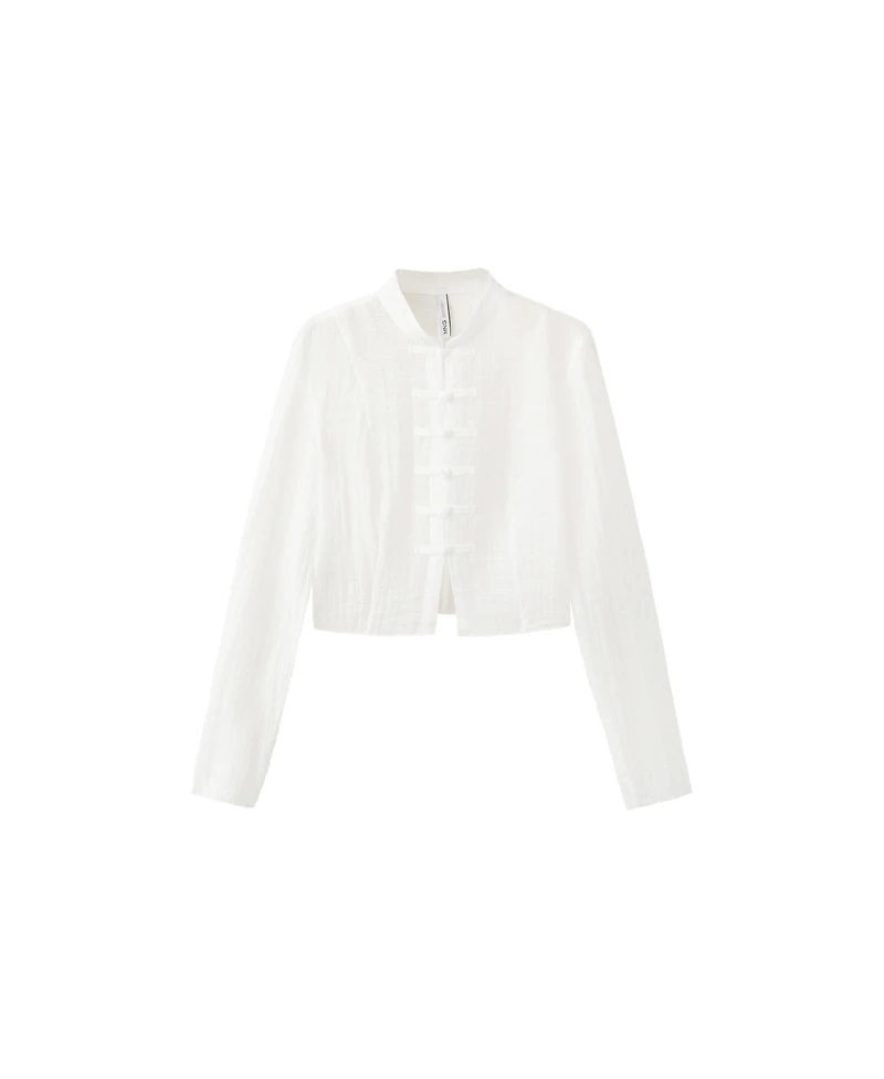 Mango Women's Semi-Sheer Textured Chiffon Blouse