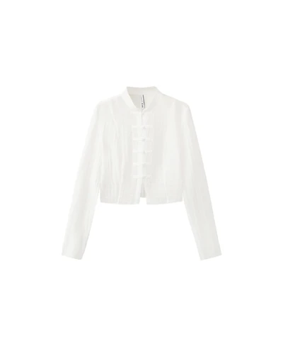 Mango Women's Semi-Sheer Textured Chiffon Blouse