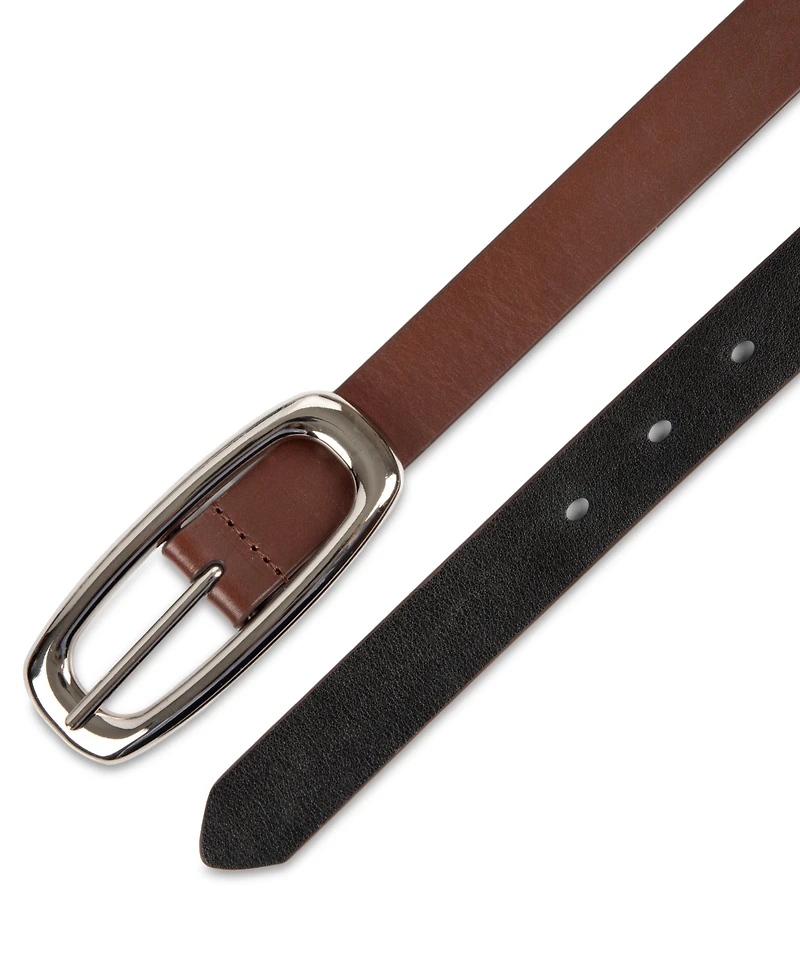 Calvin Klein Skinny Oval Shaped Center Bar Buckle Reversible Dress Belt