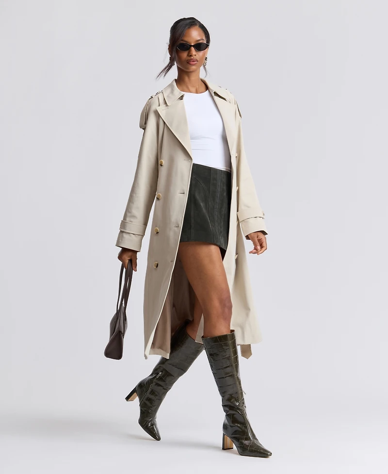 Avec Les Filles Women's Belted Double Breasted Trench Coat