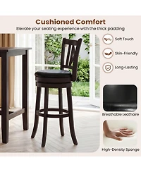 Sugift Swivel Bar Stools Set of 4 with Hollowed Backrest and Footrest