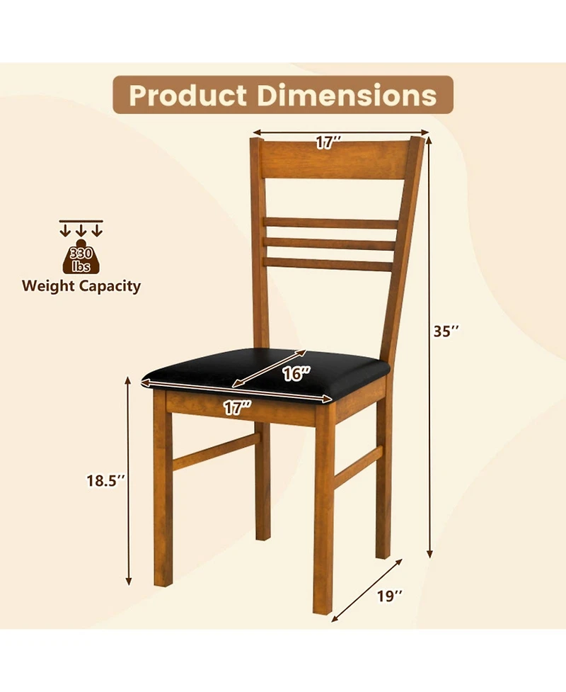 Sugift Wood Dining Chairs Set of 4 with Curved Slat Backrest