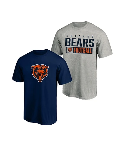 Fanatics Men's 2-Pack Heather Gray/Navy Chicago Bears Big & Tall T-Shirt Set