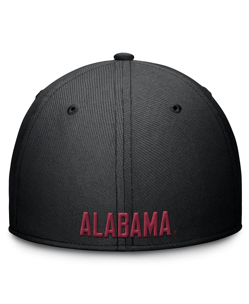 Nike Men's Black Alabama Crimson Tide Rise Swoosh Dri-fit Flex Hat