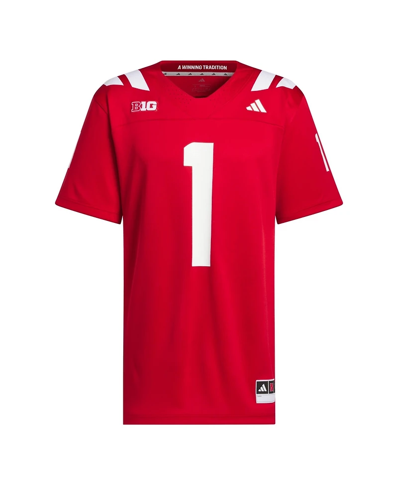 Adidas Men's #1 Scarlet Nebraska Huskers Home Premier Jersey