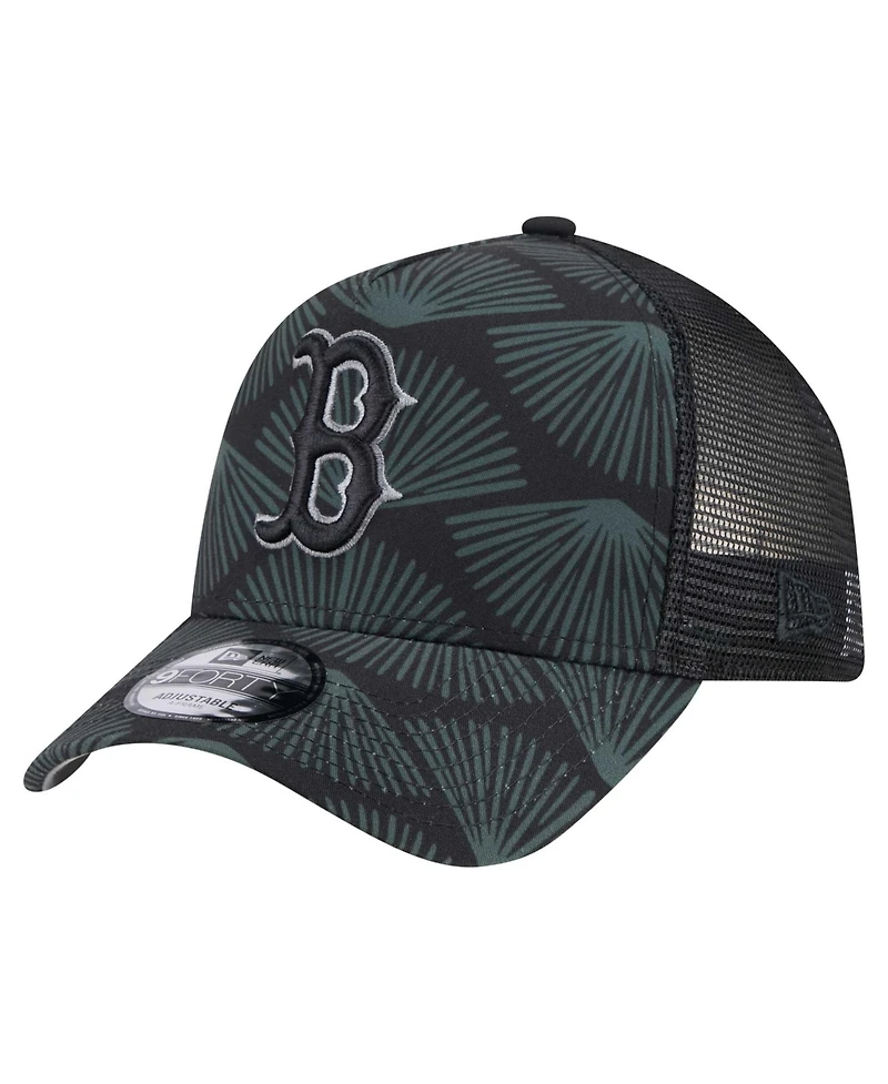 New Era Men's Black Boston Red Sox 9FORTY A-Frame Trucker Adjustable Hat