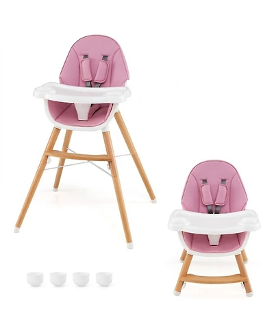 Sugift Wooden Baby High Chair with Dishwasher-Safe Tray and 5-Point Harness