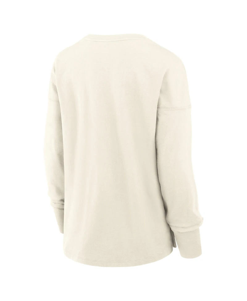 Fanatics Women's Cream Dallas Stars Distressed Logo Long Sleeve T-Shirt