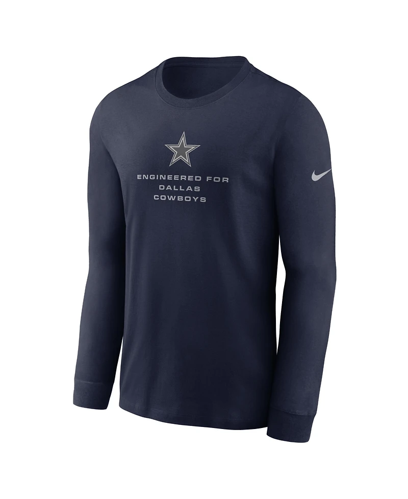 Nike Men's Navy Dallas Cowboys Sideline Bold Arch Star Dri-fit Long Sleeve T-Shirt