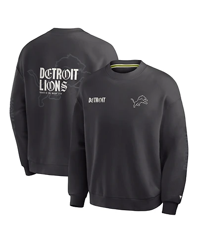 Fanatics Men's Charcoal Detroit Lions Oversized Type Play Multi Sweatshirt