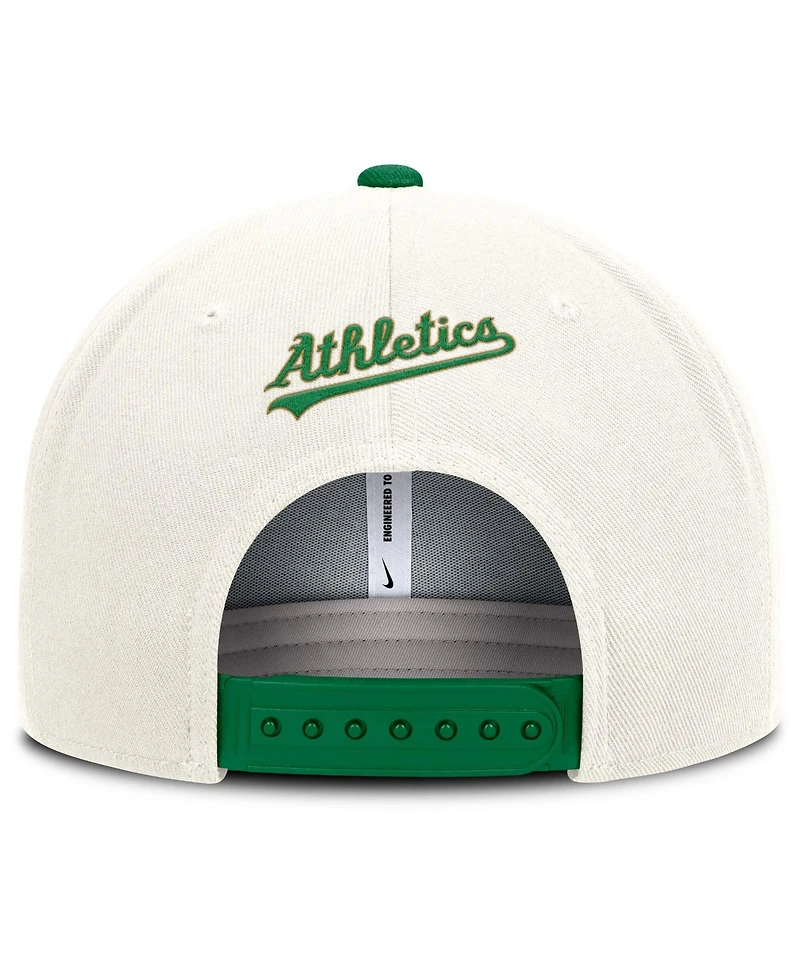 Nike Men's Cream/Green Athletics Cooperstown Pro Dri-fit Snapback Hat
