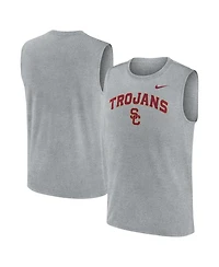 Nike Men's Heather Gray Usc Trojans Primetime Legend Arch Dri-fit Muscle Tank Top